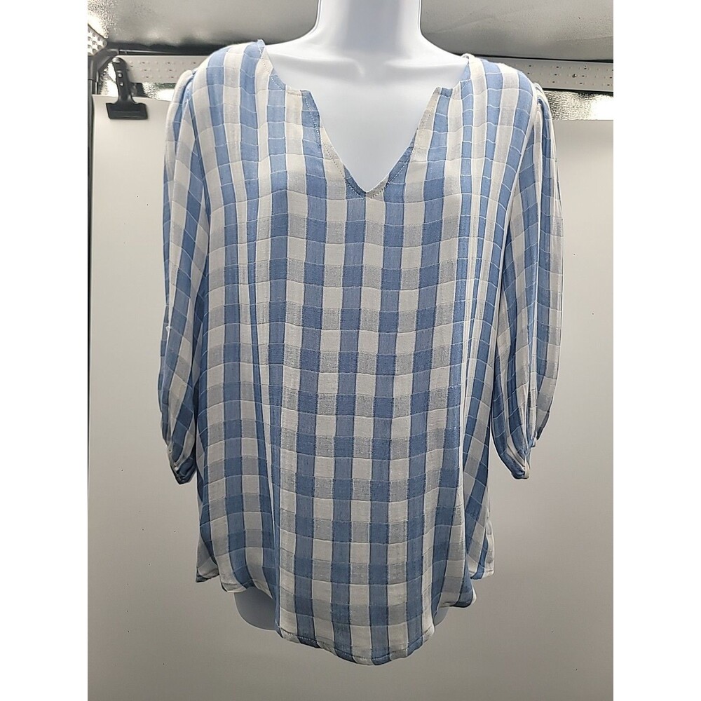 Drew Gingham Gauzy Boho Top Sz M Beachy Vacation Bohemian